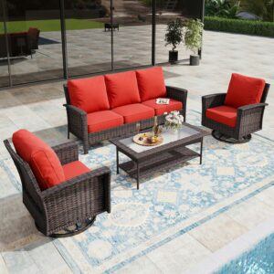 MIXPATIO 4-Piece Patio Furniture Set with Swivel Chairs