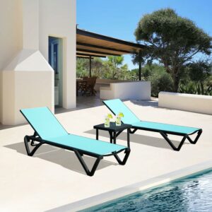 domi outdoor living Patio Chaise Lounge with Side Table (3-Pack)