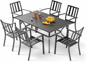 PHI VILLA 7-Piece Outdoor Dining Set with 60-Inch Table