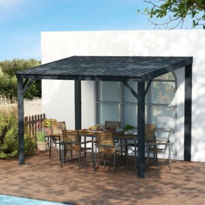 domi outdoor living 10x12 FT Lean-to Gazebo with Galvanized Steel Roof