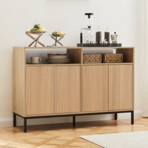 Mericonia Fluted 4-Door Sideboard Cabinet with Adjustable Shelves