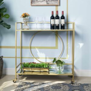 RiteSune 2-Tier Mirrored Bar Cart with Wheels product image