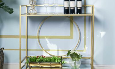 RiteSune 2-Tier Mirrored Bar Cart with Wheels product image