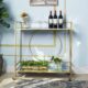 RiteSune 2-Tier Mirrored Bar Cart with Wheels product image