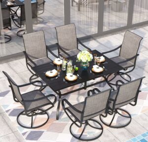 Sophia & William 7-Piece Outdoor Dining Set with Swivel Chairs 60-Inch Table