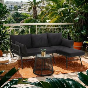 Bezseller 3-Piece Outdoor Sectional Sofa Set with Coffee Table