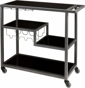 SEI Furniture Zephs 40-Inch Metal and Glass Bar Cart with Locking Wheels product image