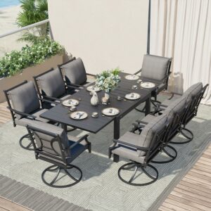 Grand Patio 9-Piece Outdoor Dining Set with Swivel Chairs & Extendable Table