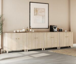 WAMPAT 141.6-Inch Buffet Cabinet with 8 Doors