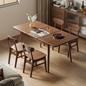 Muwuele Extendable Dining Table 47.2 to 63-Inch Solid Wood