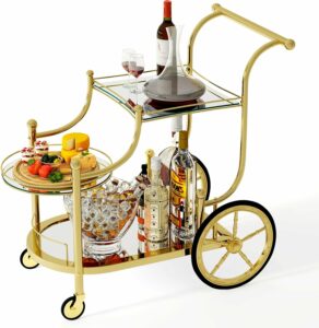 Tangkula 3-Tier Bar Cart with Mirrored Shelves