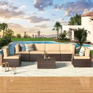 U-MAX 7-Piece Outdoor Patio Sectional Set with Cushions and Table