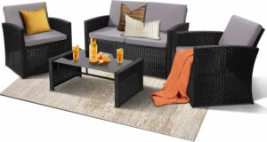KROFEM 4-Piece Patio Sectional Sofa Set