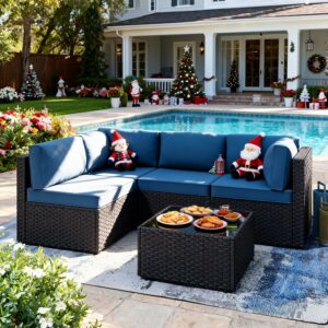SUNLEI 5-Piece Patio Sectional Sofa with Table (Low-Back)