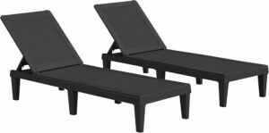 JUMMICO Patio Chaise Lounge Chair Set of 2 (PE, Adjustable)