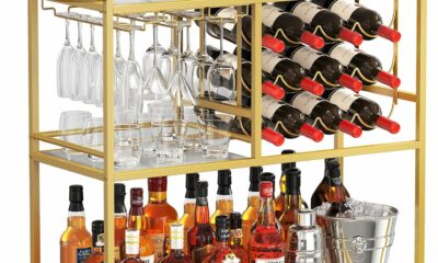 Lifewit 3-Tier Bar Cart with Wine Rack and Lockable Wheels product image