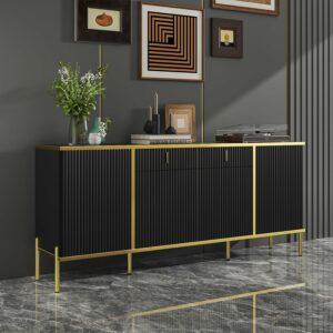 oneinmil 60-Inch Fluted Sideboard Cabinet with Adjustable Shelves