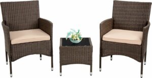 FDW Outdoor Patio Furniture Set 3-Piece Bistro Conversation Set