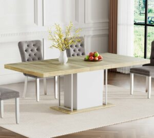 MTFY 78.74-Inch Extendable Dining Table (Oak)