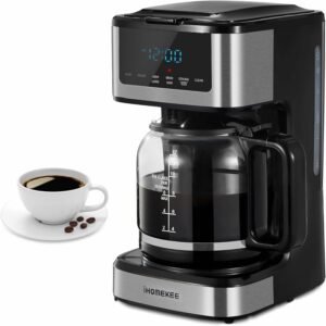 Ihomekee 12-Cup Programmable Coffee Maker with Iced & Strong Brew