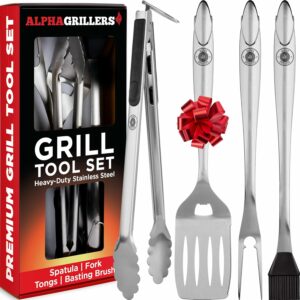 Alpha Grillers BBQ Tool Set with Spatula, Fork, Brush & Tongs product image