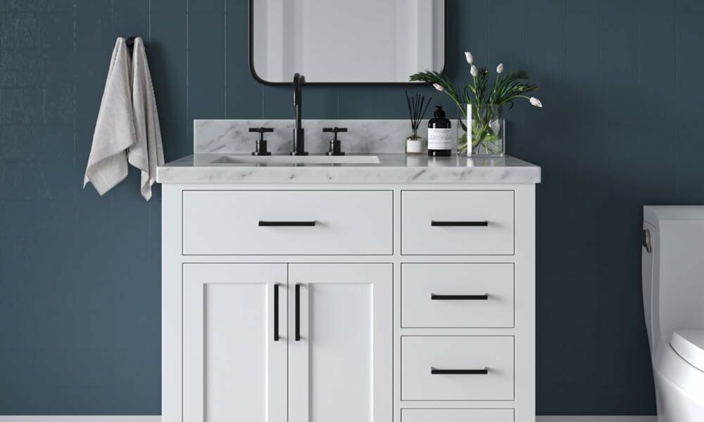 ARIEL 37-Inch Bathroom Vanity with Carrara Marble Countertop product image