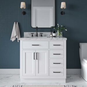ARIEL 37-Inch Bathroom Vanity with Carrara Marble Countertop product image
