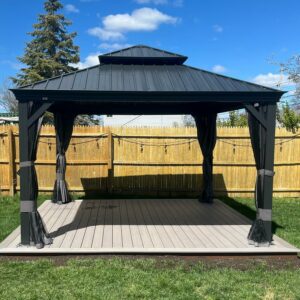 PURPLE LEAF 12' x 12' Aluminum Hardtop Gazebo with Steel Roof