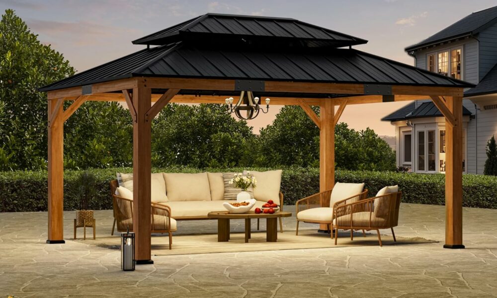 Modern Shade Outdoor Living Spaces 12x16-Foot Hardtop Gazebo (Cedar Frame, Galvanized Steel Roof) product image