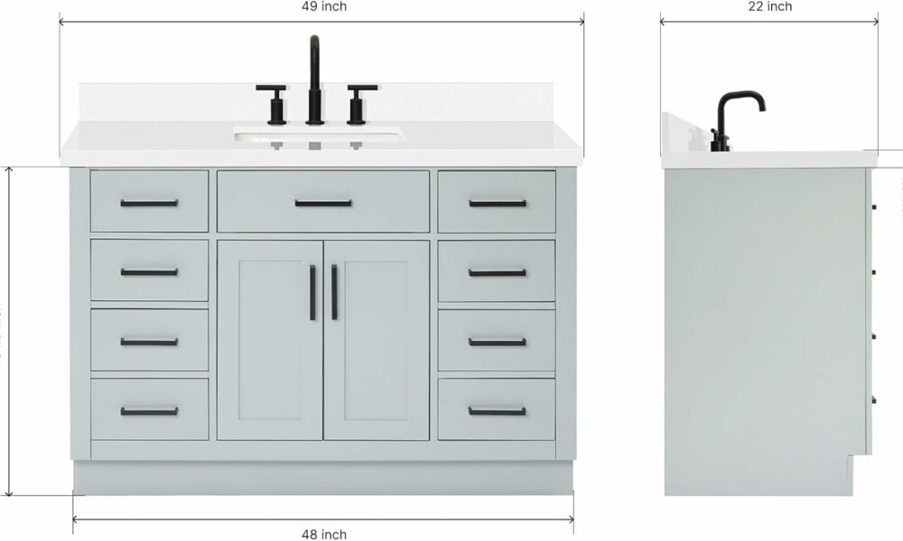 ARIEL Hepburn 49-Inch Bathroom Vanity with Quartz Countertop product image