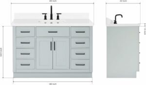 ARIEL Hepburn 49-Inch Bathroom Vanity with Quartz Countertop product image