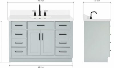 ARIEL Hepburn 49-Inch Bathroom Vanity with Quartz Countertop product image