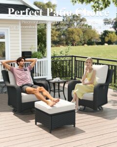 LayinSun 10-Piece Outdoor Furniture Set with Swivel Rocking Chairs and Fire Pit Table