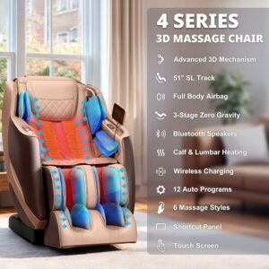 Mazzup 3D Massage Chair with SL-Track, Heating, and Zero Gravity