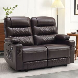 MCombo PR622Sets 56.3-Inch Power Loveseat Recliner with Heat and Massage
