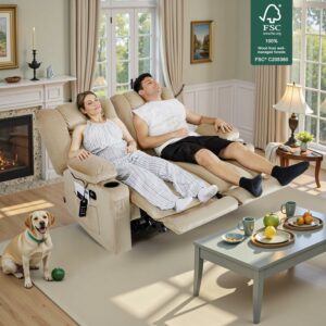MCombo PR648SET 56-Inch Power Loveseat Recliner with Heat and Massage