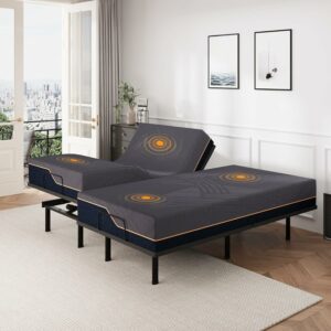 Dyonery D300 Split King Adjustable Bed Base with 14-Inch Copper Mattress