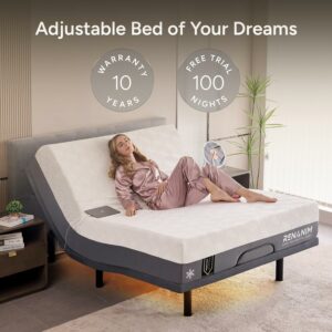 Renanim Split King Adjustable Bed Frame with Medium Mattress