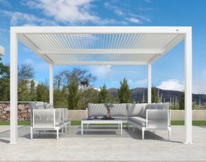 PURPLE LEAF 12' x 12' Aluminum Pergola with Adjustable Louvered Hardtop