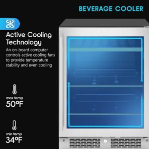 Zephyr 24-Inch Single-Zone Beverage Cooler (7 Bottles / 112 Cans)