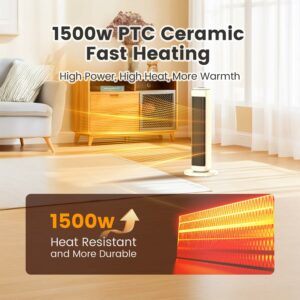 AIRMATE 25-Inch Oscillating Tower Heater with Thermostat