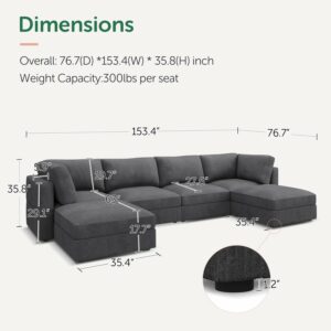 HONBAY Modular Sectional Sofa with Storage and Chaise