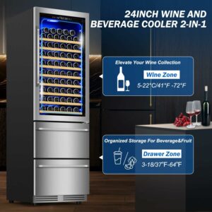 Velivi 24-Inch Dual-Zone Wine and Beverage Cooler 13.42 Cu. Ft.