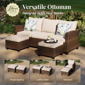 MIXPATIO 8-Piece Outdoor Conversation Set with Fire Pit Table