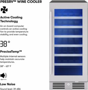 Zephyr Presrv 15-Inch Wine Cooler 27-Bottle Single Zone
