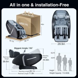 BOSSCARE 4D Massage Chair SL-Track Zero Gravity Recliner