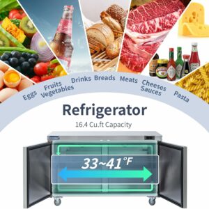 ICECASA 60-Inch Undercounter Commercial Refrigerator 16.4 Cu.ft