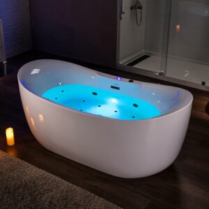 WOODBRIDGE BM400 72-Inch Heated Soaking Bathtub with Whirlpool and Air Bubbles