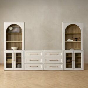 mopio Blake Entertainment Center for 65-Inch TVs (4 Units + Hutch)