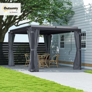 Outsunny 10x13ft Louvered Pergola Gazebo with Adjustable Aluminum Roof